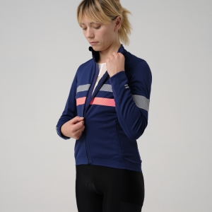 Camisas Rapha Brevet LS Gore-Tex Infinium Feminino Azul Marinho Rosa | ALRKX2056