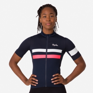 Camisas Rapha Brevet Leves Feminino Azul Marinho Rosa Branco | SKCNP5386