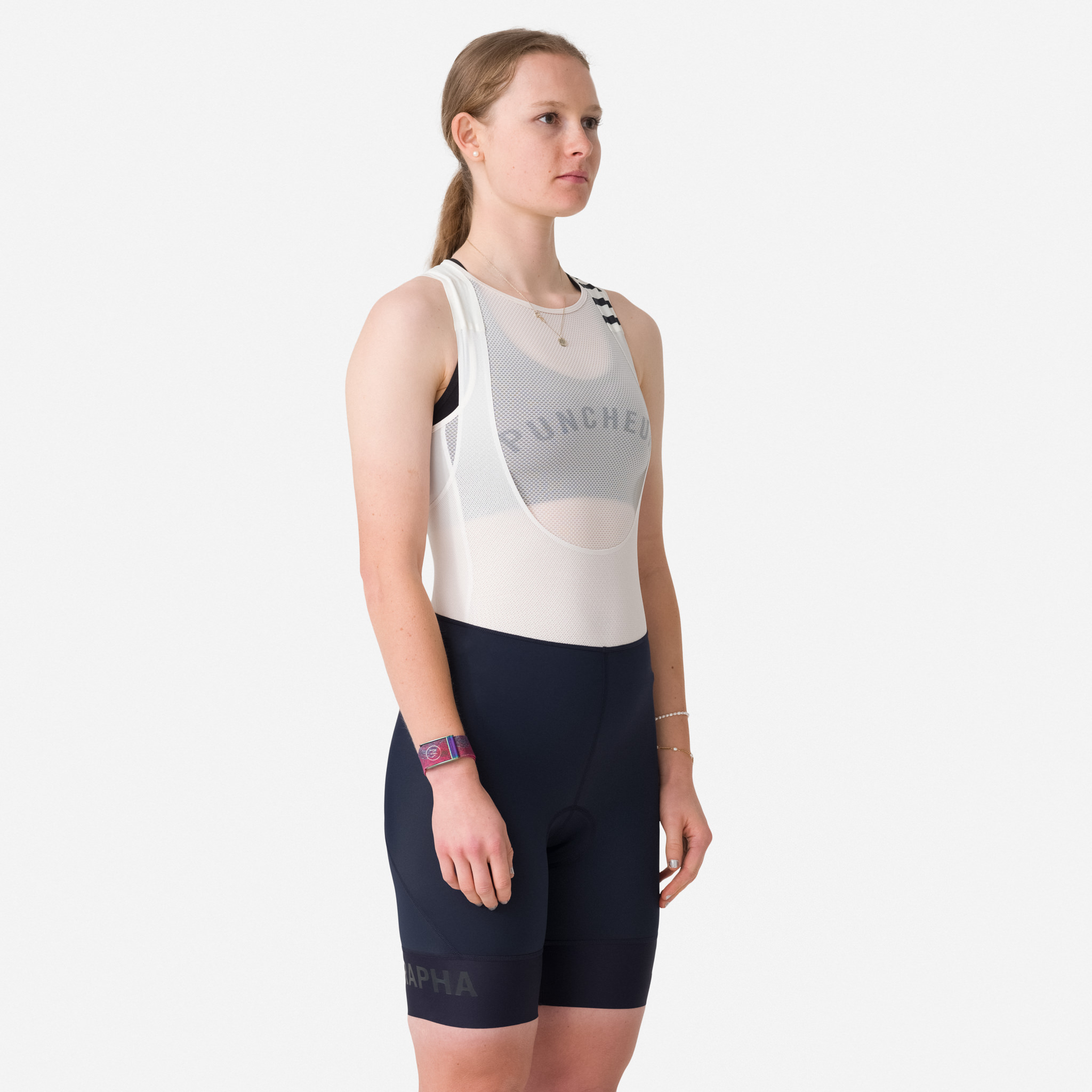 Calção Rapha Pro Team Bib Feminino Azul Marinho Branco | IFGQT6984