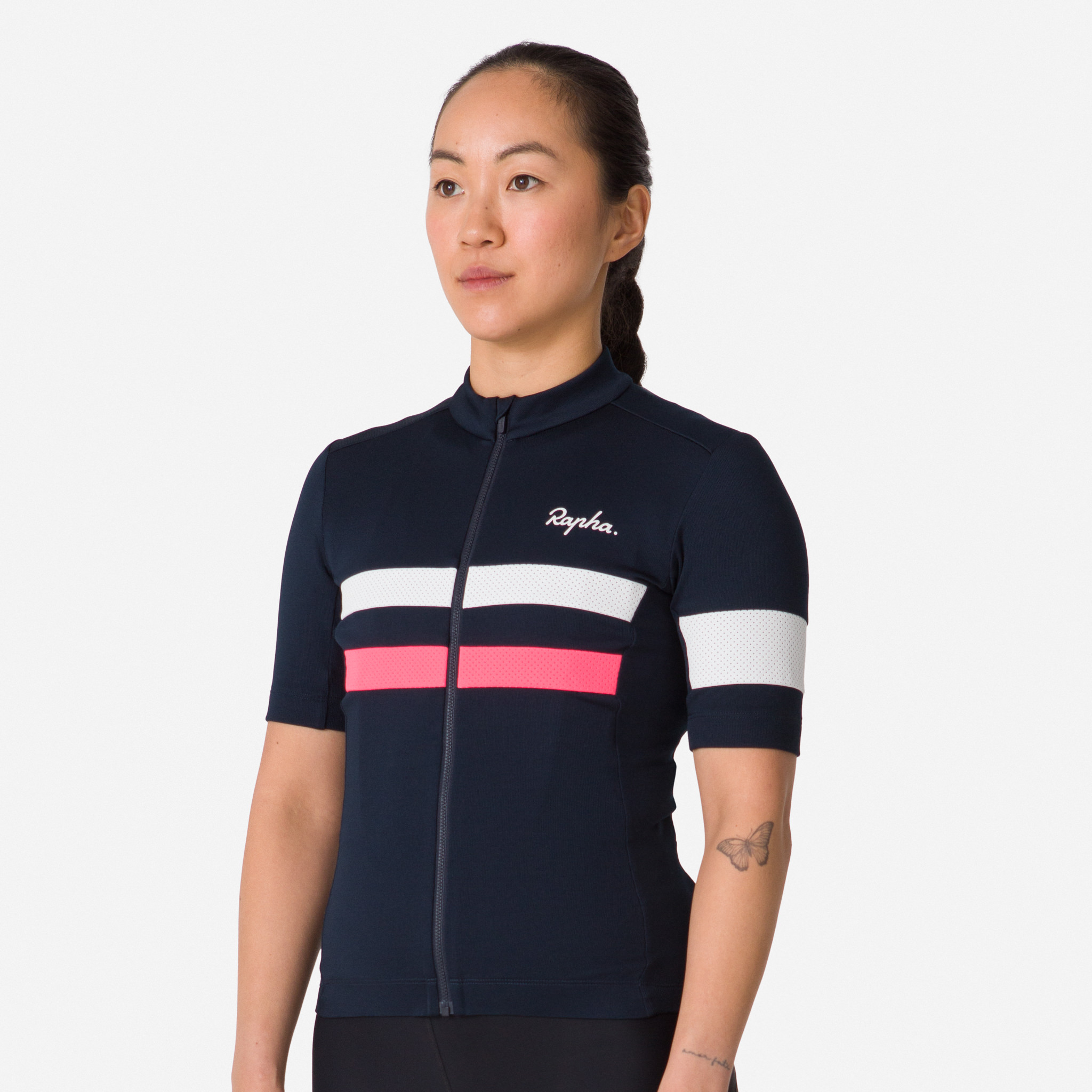 Camisas Rapha Brevet Feminino Azul Marinho Rosa Branco | TSYDI1046