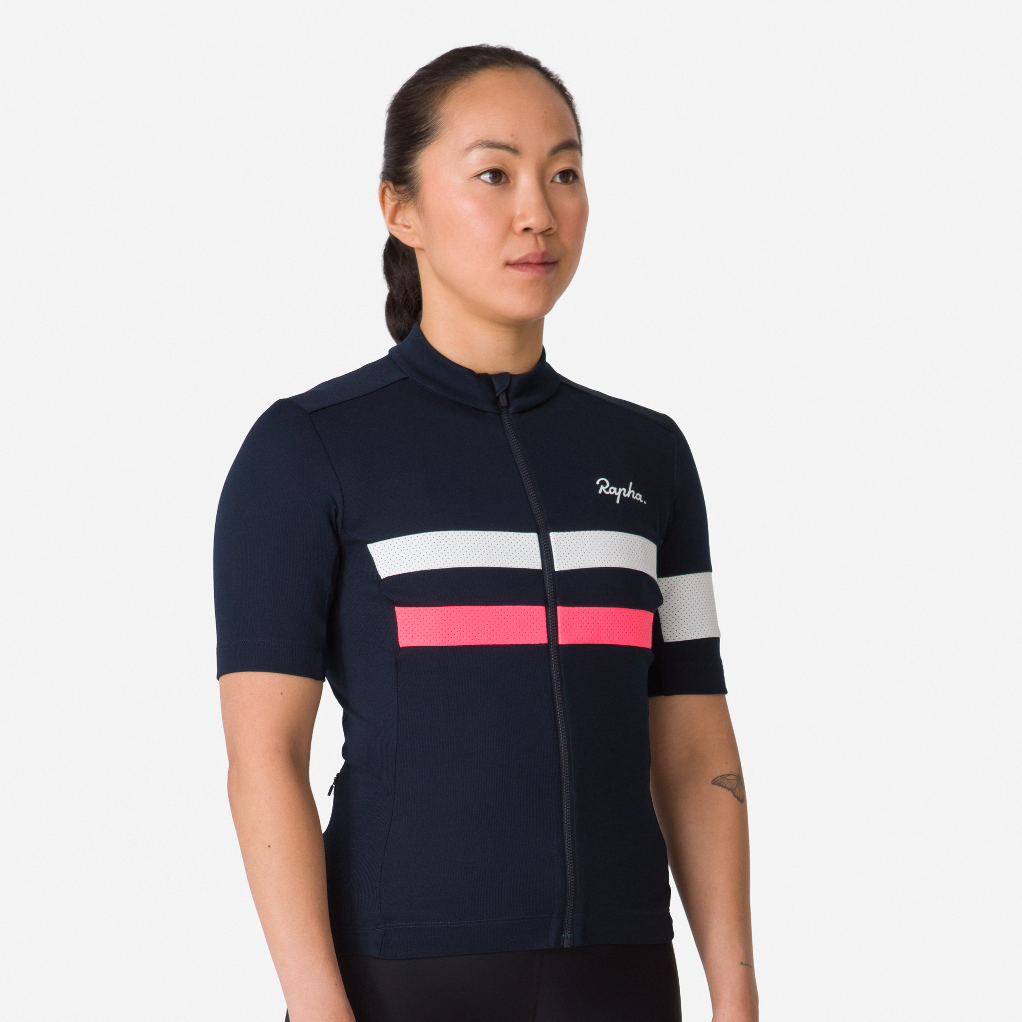 Camisas Rapha Brevet Feminino Azul Marinho Rosa Branco | TSYDI1046