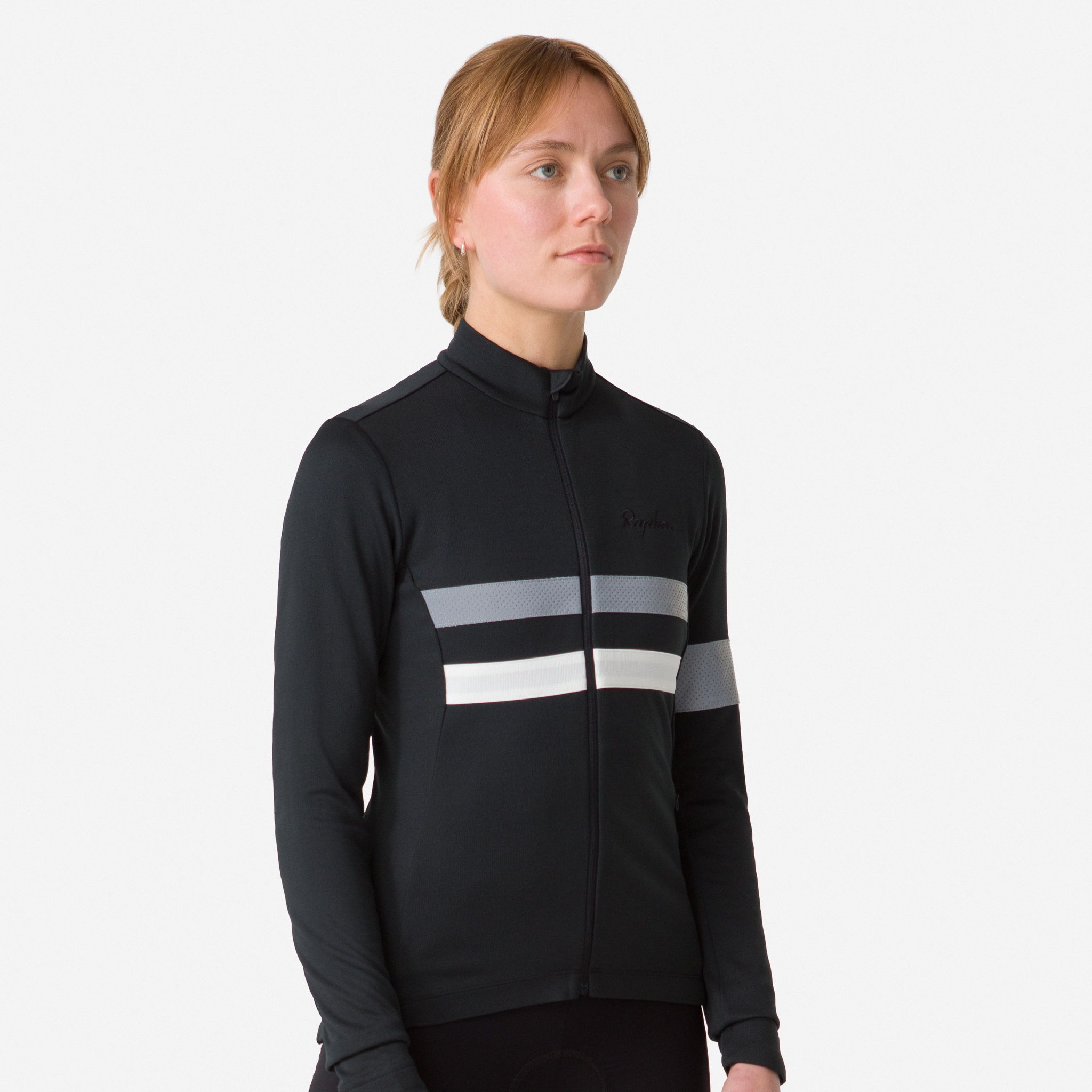 Camisas Rapha Brevet Long Sleeve Feminino Pretas Branco | OTBAC0261