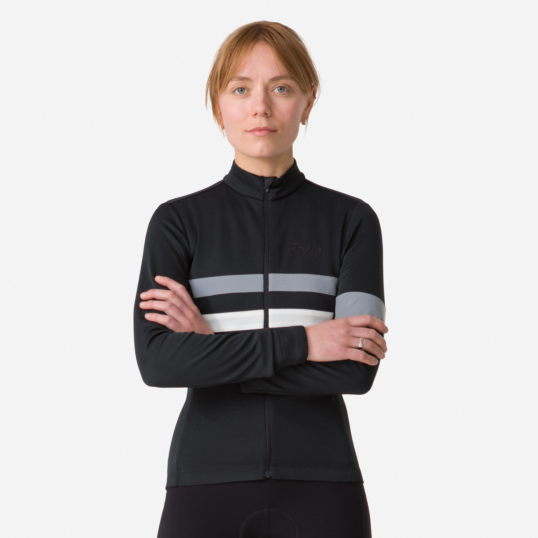 Camisas Rapha Brevet Long Sleeve Feminino Pretas Branco | OTBAC0261