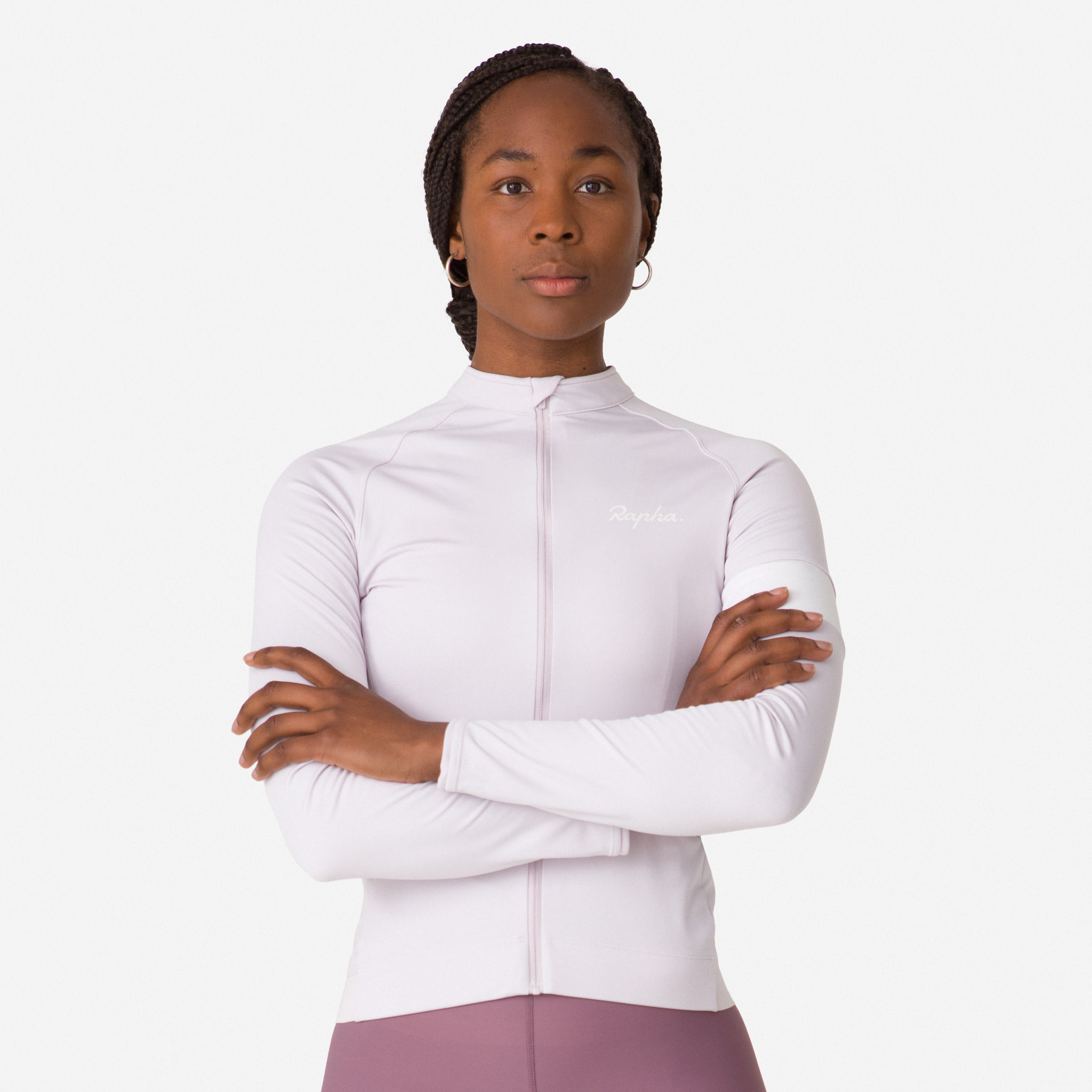 Camisas Rapha Core Long Sleeve Feminino Roxo Branco | PVONW8746