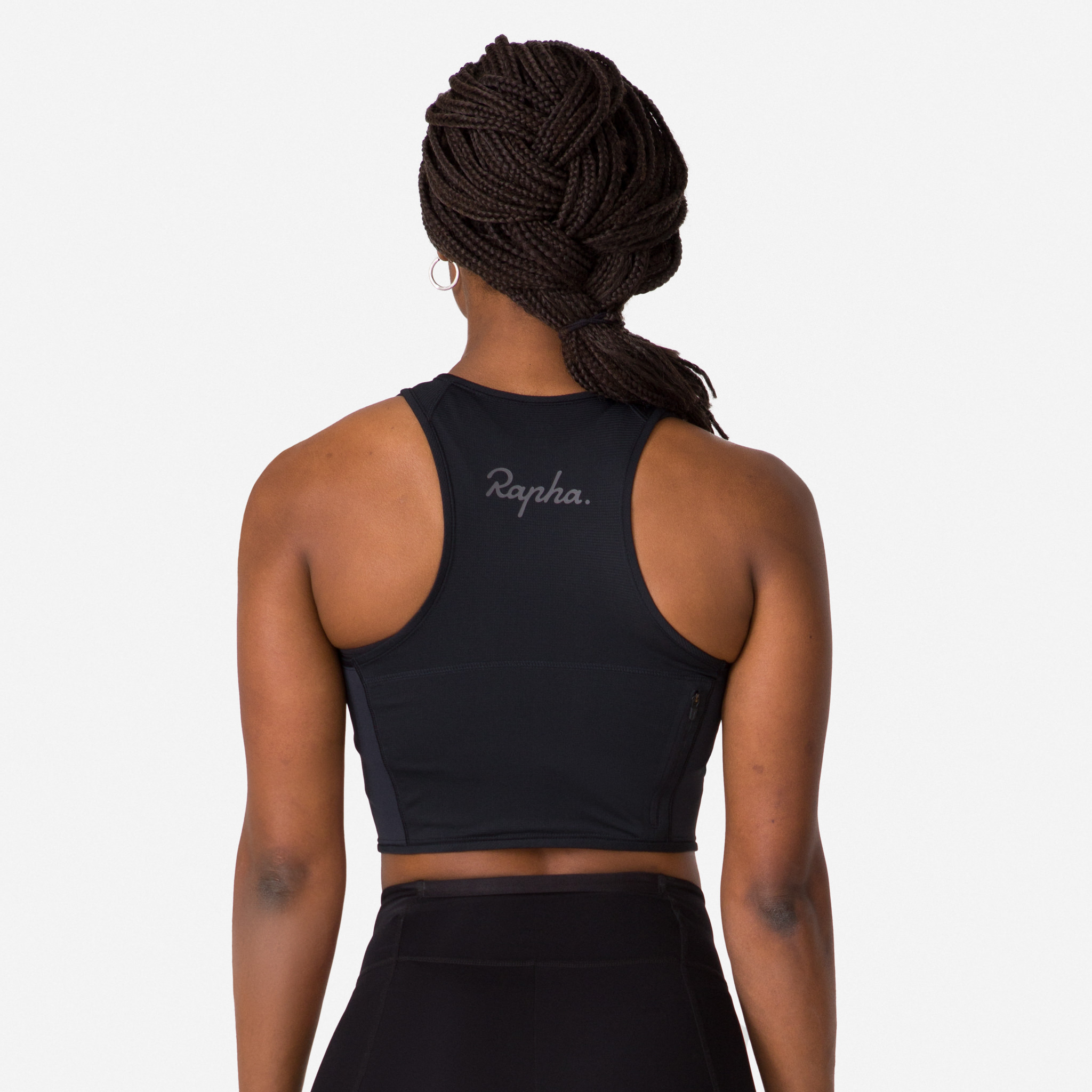 Camisas Rapha Cropped Zip Tank Feminino Pretas Pretas | OETAX7601