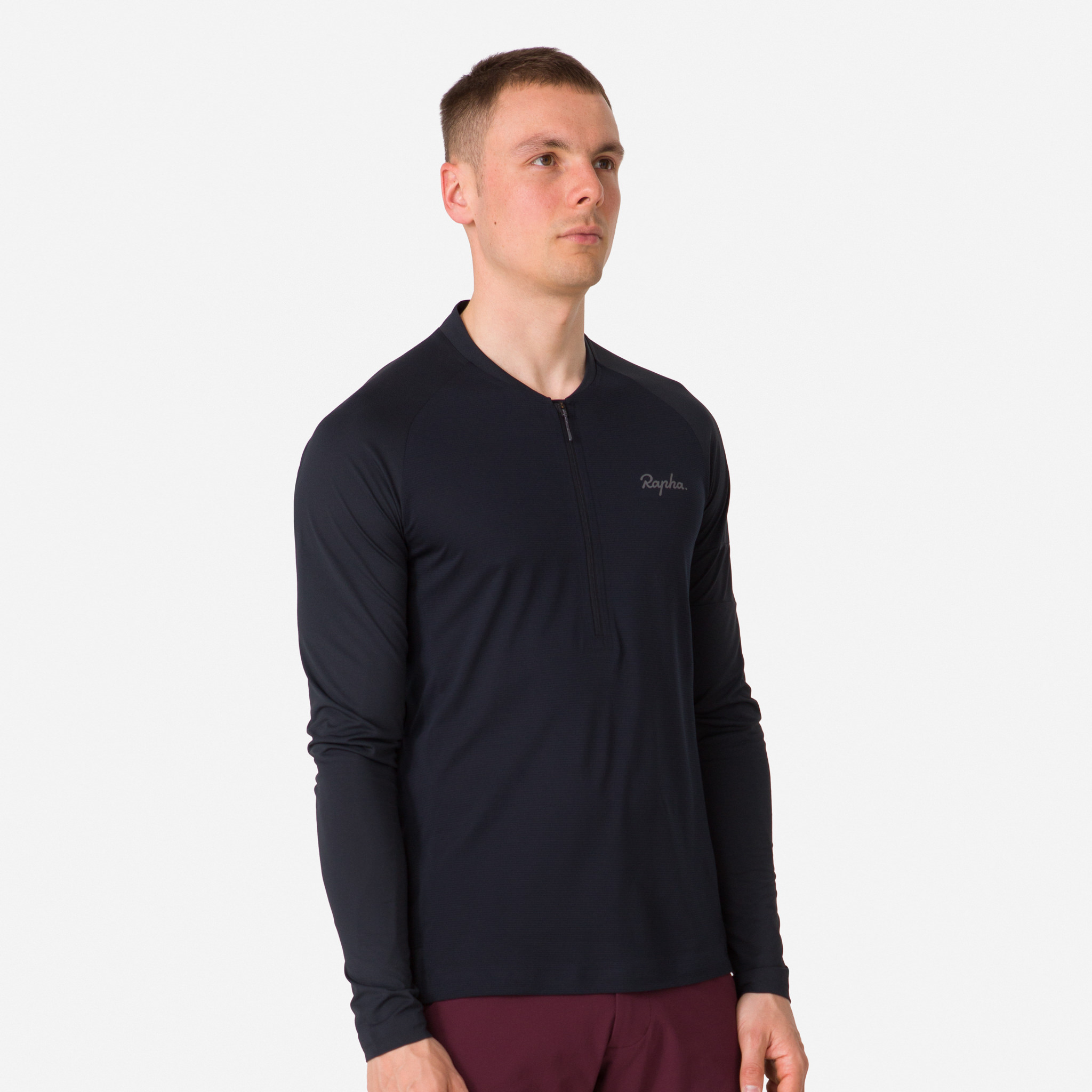 Camiseta Rapha Explore Long Sleeve Zip Neck Tech Masculino Pretas Pretas | MOTYK6581