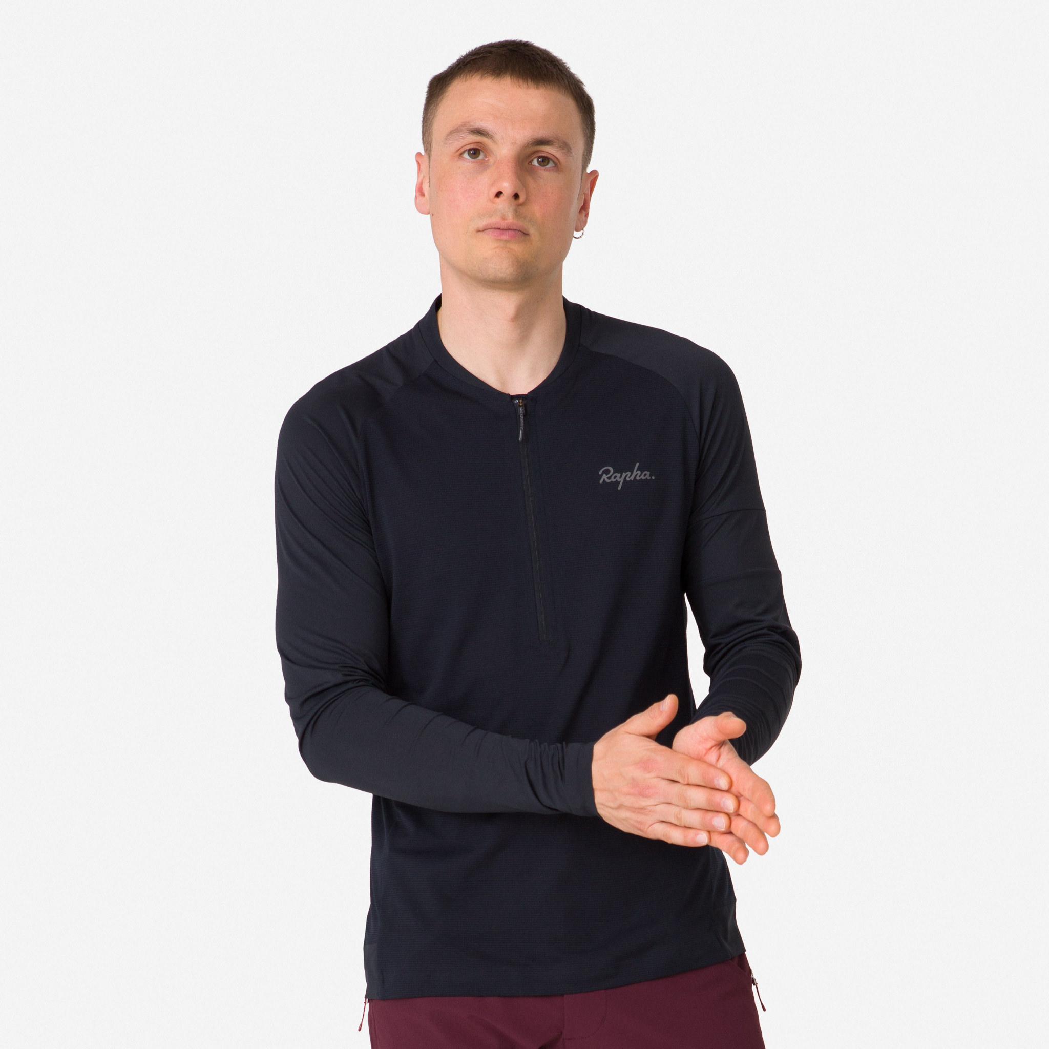 Camiseta Rapha Explore Long Sleeve Zip Neck Tech Masculino Pretas Pretas | MOTYK6581