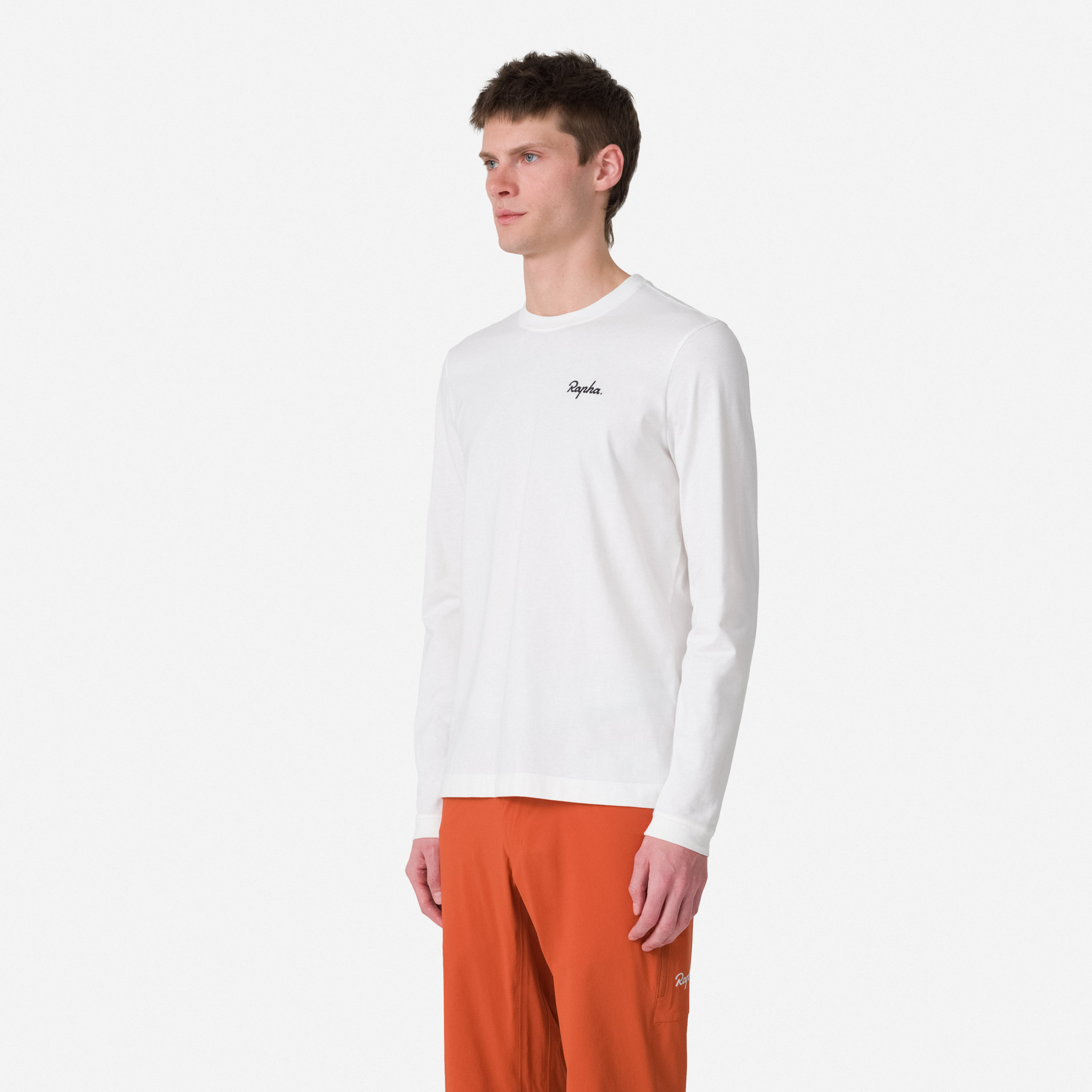 Camiseta Rapha Logo Long Sleeve Masculino Branco Pretas | XSMQK1460