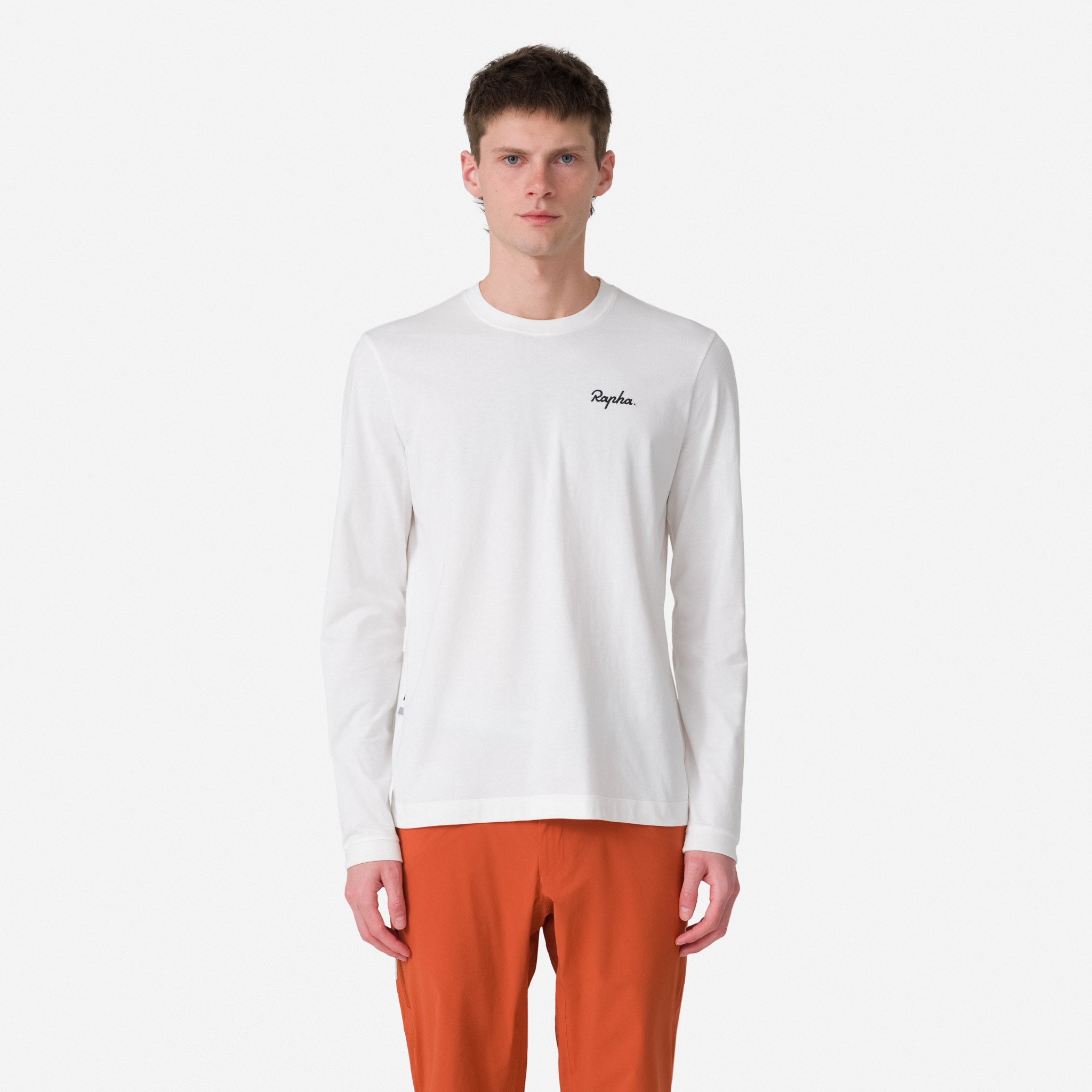 Camiseta Rapha Logo Long Sleeve Masculino Branco Pretas | XSMQK1460