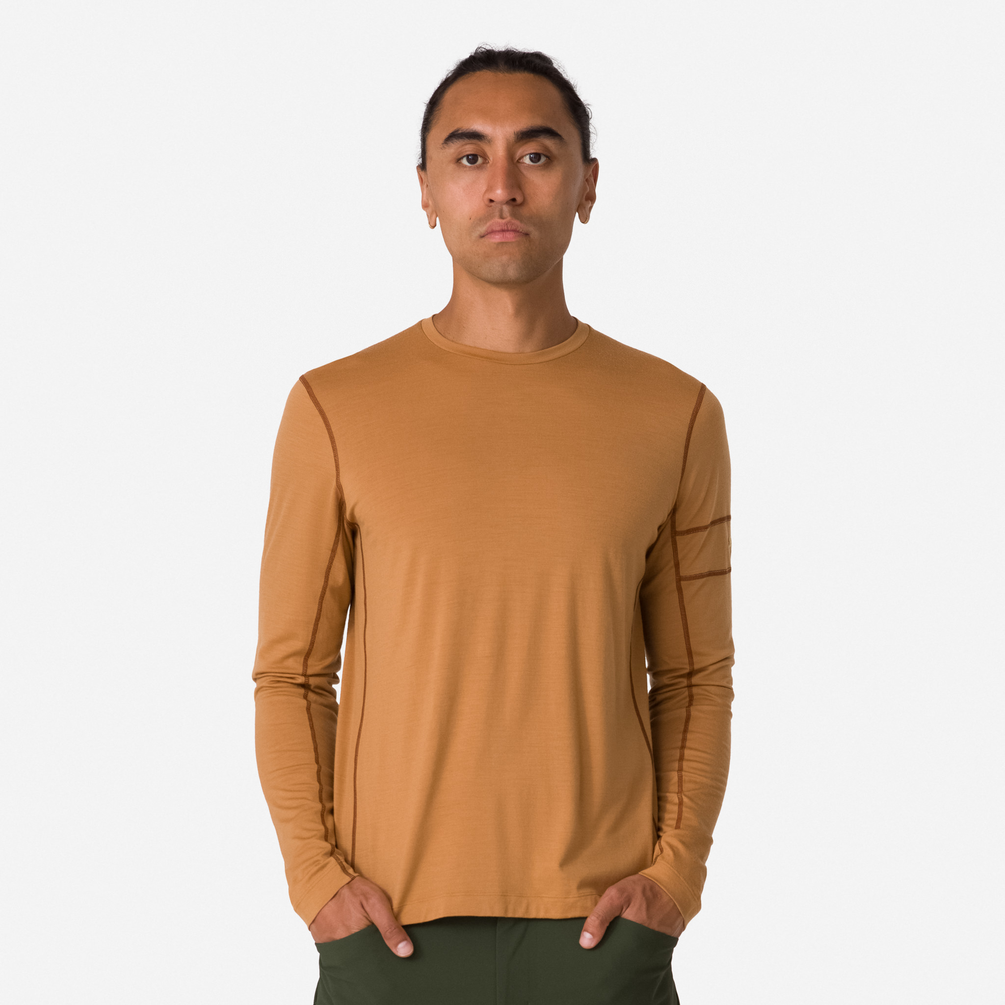 Camiseta Rapha Merino Long Sleeve Masculino Marrom Marrom | IAUNP0186