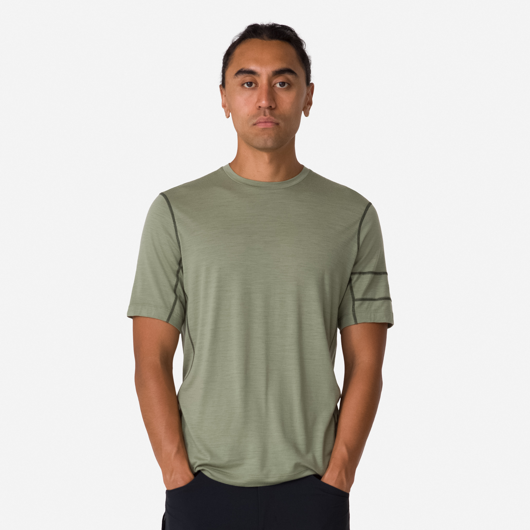 Camiseta Rapha Merino Masculino Verde Oliva Verdes Verde Oliva Escuro Verdes | HZKXS9573