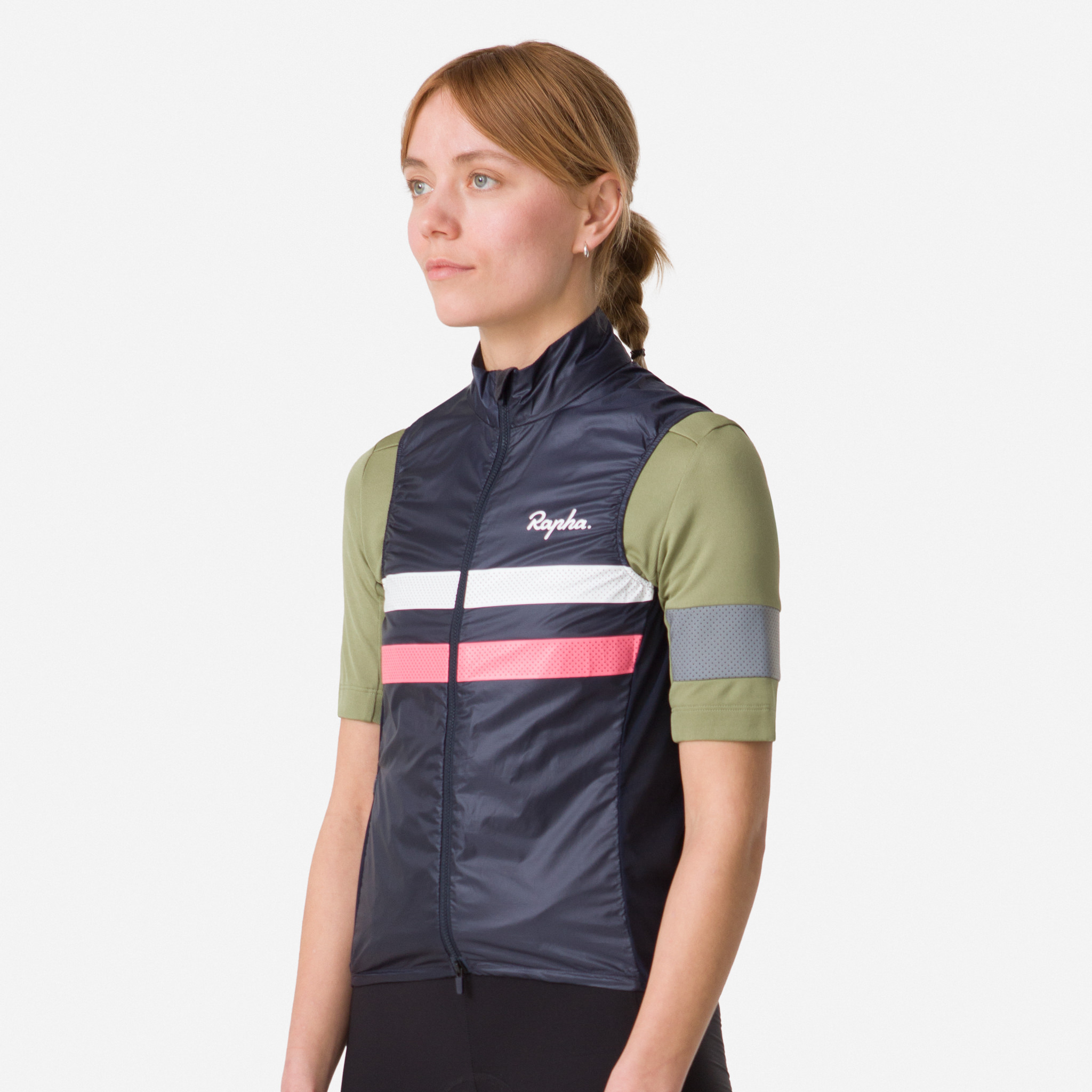 Colete Rapha Brevet Gilet Feminino Azul Marinho Rosa Branco | SWEKX6185