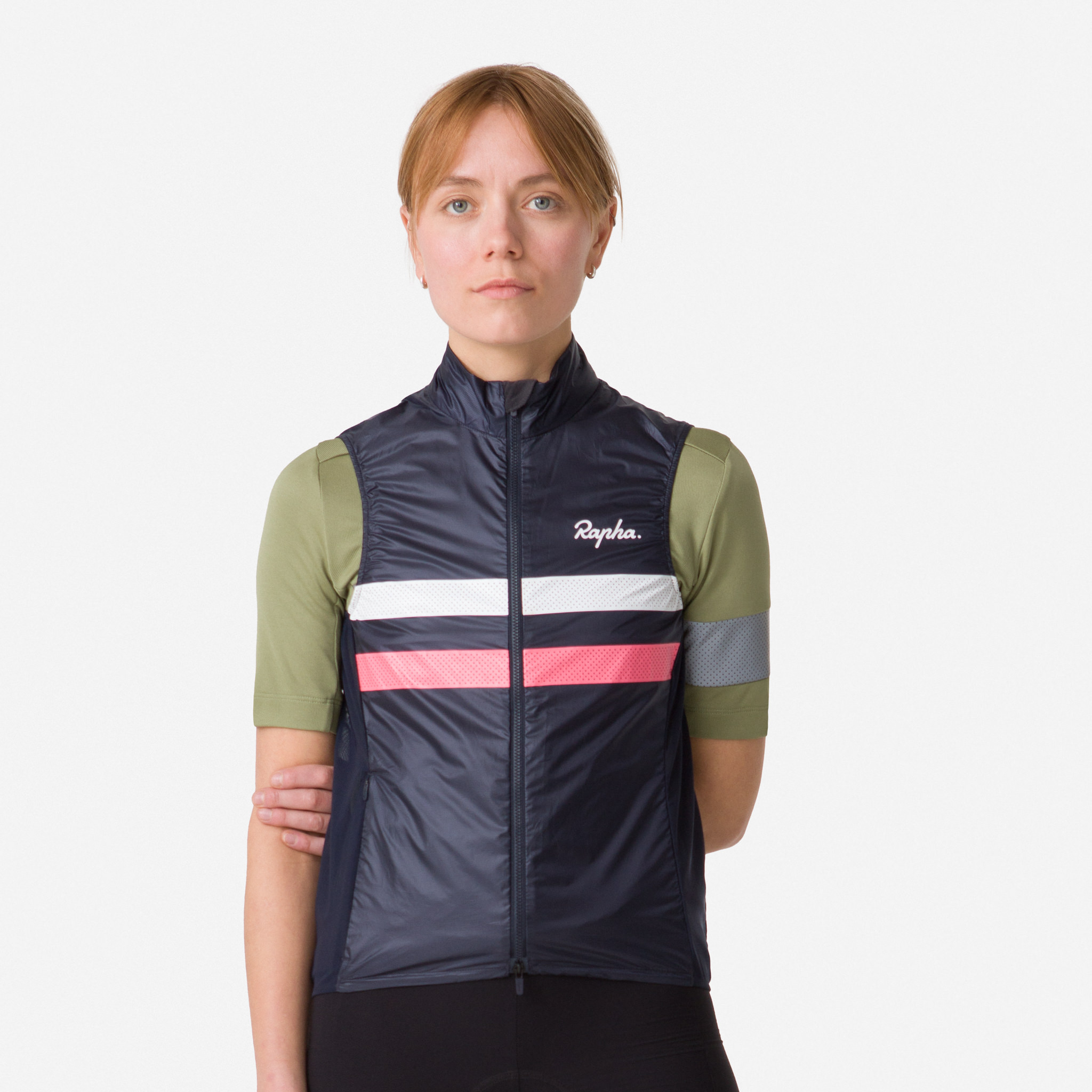 Colete Rapha Brevet Gilet Feminino Azul Marinho Rosa Branco | SWEKX6185