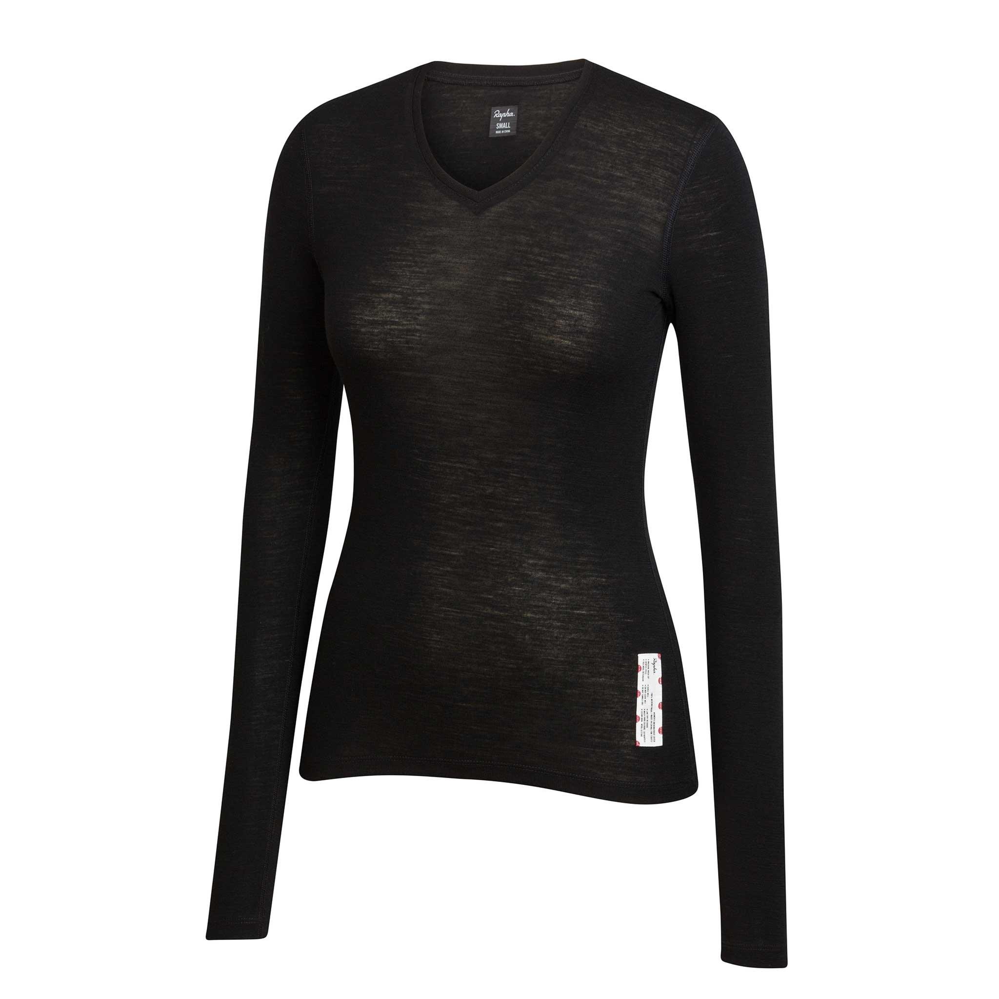 Topos da Camada Base Rapha Merino Long Sleeve Feminino Pretas | CHUNR2803