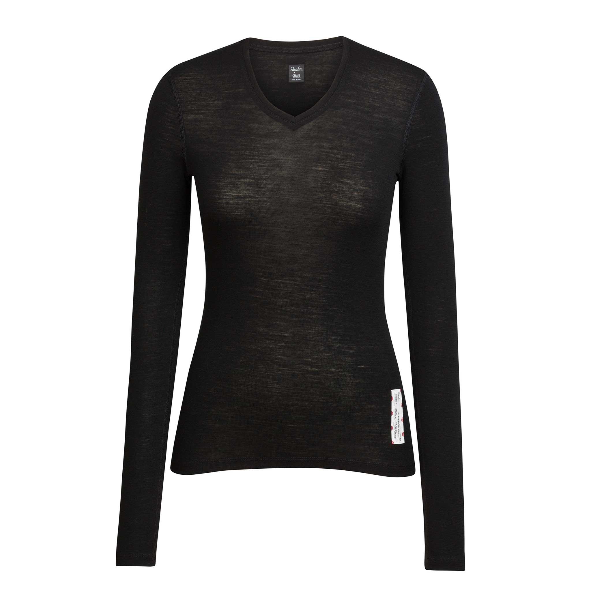 Topos da Camada Base Rapha Merino Long Sleeve Feminino Pretas | CHUNR2803